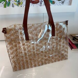 Dooney & Bourke Vintage Clear Acrylic Tote with Brown Handles